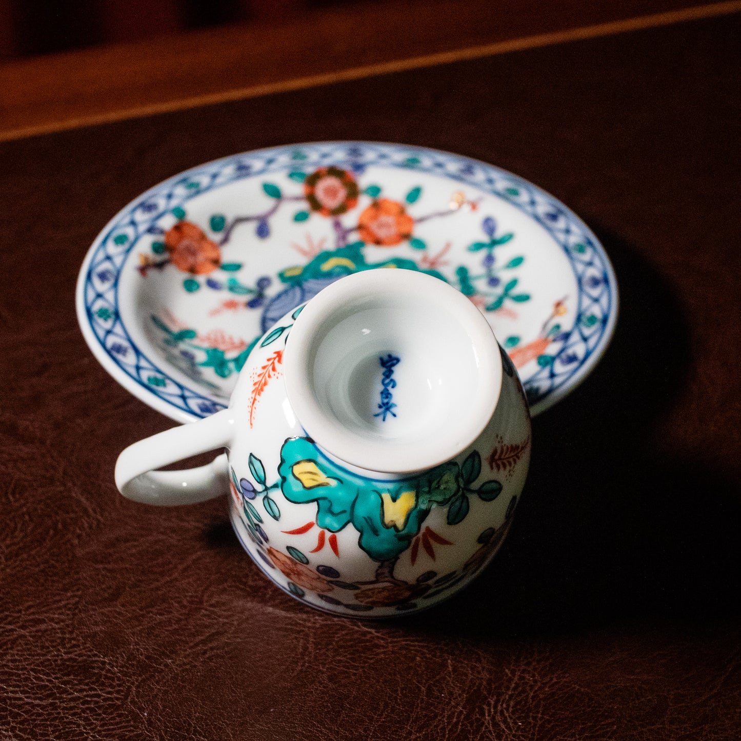 Plum flower tea cup and saucer (Hosen Kiln, Arita-ware)