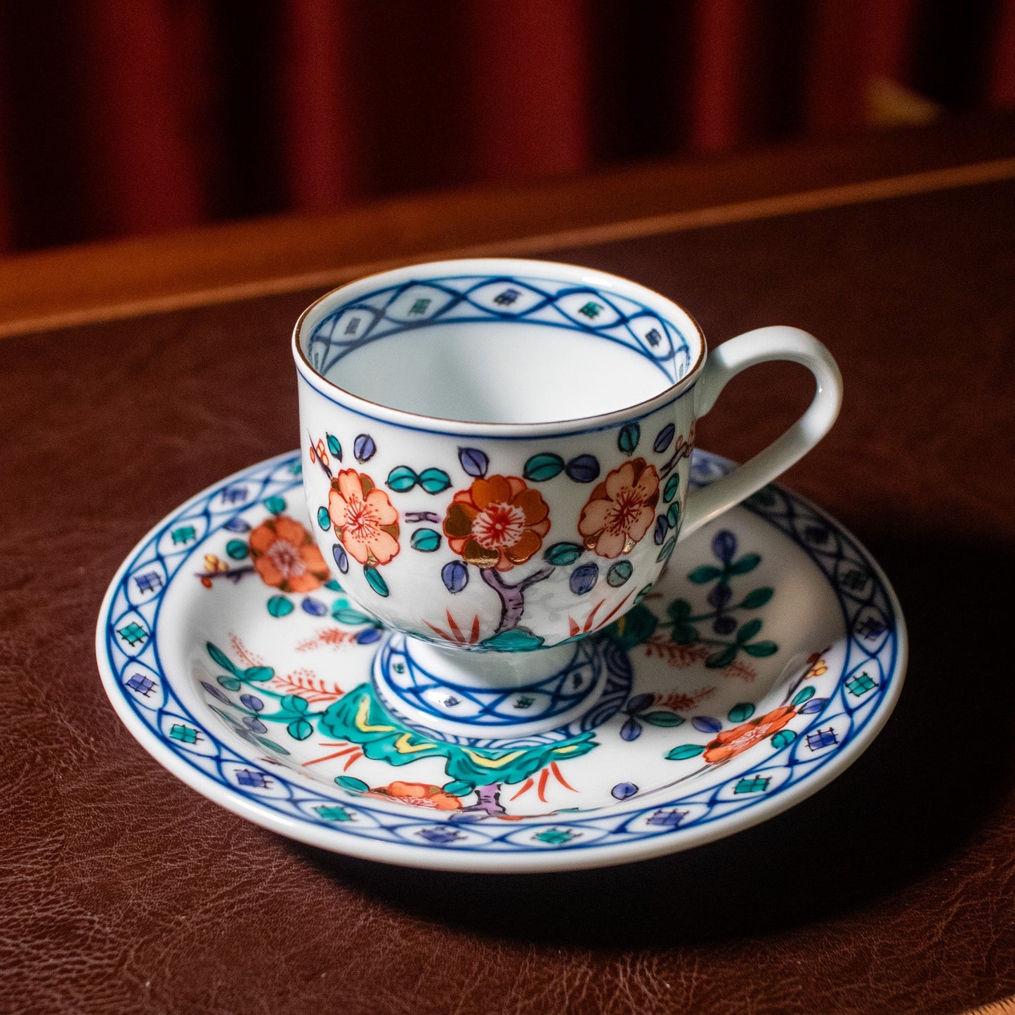 Plum flower tea cup and saucer (Hosen Kiln, Arita-ware)